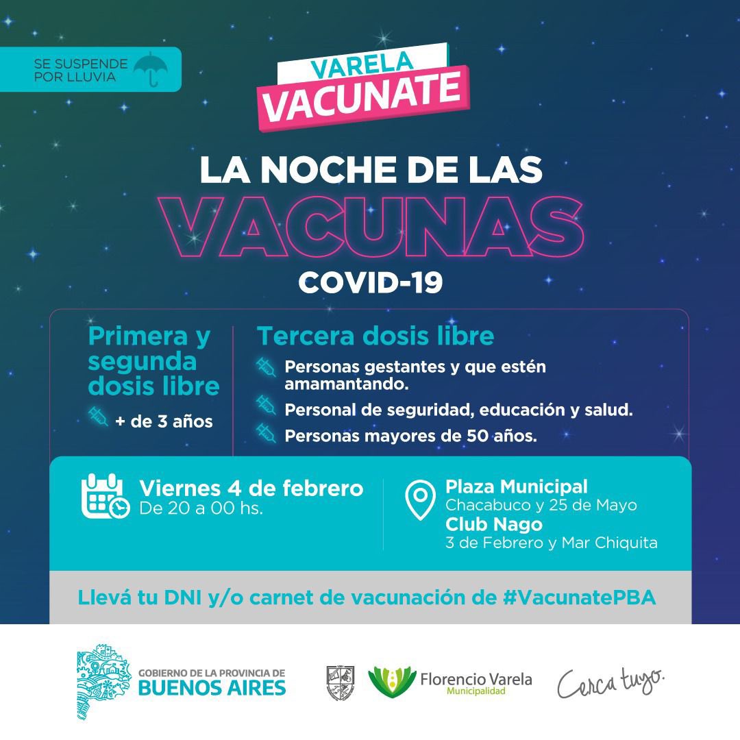 “La Noche De Las Vacunas”: Conocé Dónde Se Hará En Florencio Varela